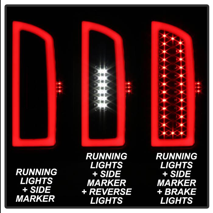 SPYDER xTune 07-08 Dodge Ram 1500 Light Bar LED Tail Lights - Blk Smoke ALT-ON-DRAM06-LBLED-BSM 9044007