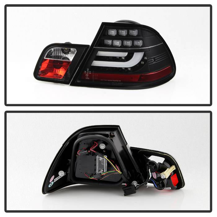 Spyder BMW E46 3-Series 04-06 2Dr Light Bar Style LED Tail Lights Black ALT-YD-BE4604-LBLED-BK 5076564