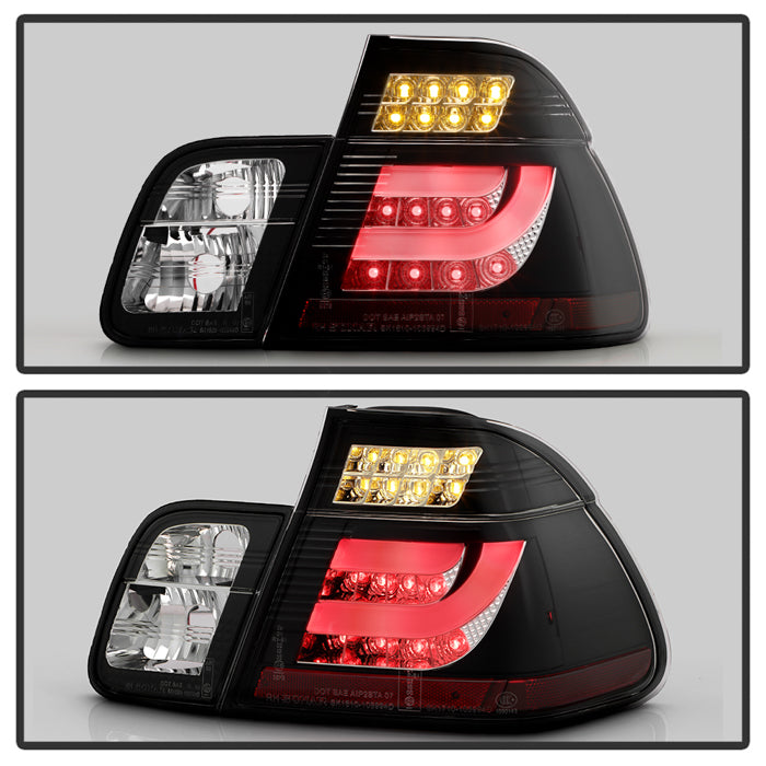 Spyder BMW E46 3-Series 99-01 4Dr Light Bar Style LED Tail Lights Black ALT-YD-BE4699-4D-LBLED-BK 5037695