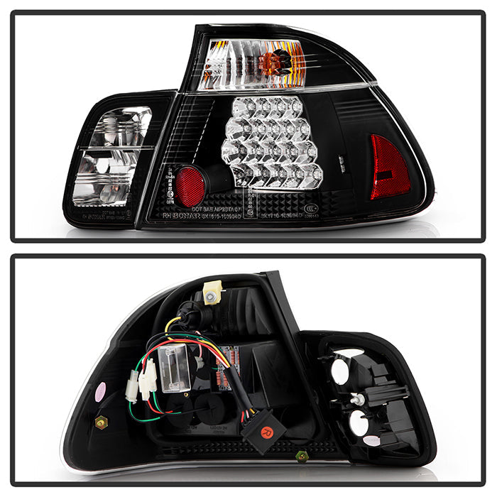 Spyder BMW E46 3-Series 99-01 4Dr LED Tail Lights Black ALT-YD-BE4699-4D-LED-BK 5000736