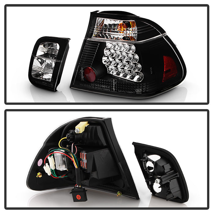 Spyder BMW E46 3-Series 99-01 4Dr LED Tail Lights Black ALT-YD-BE4699-4D-LED-BK 5000736