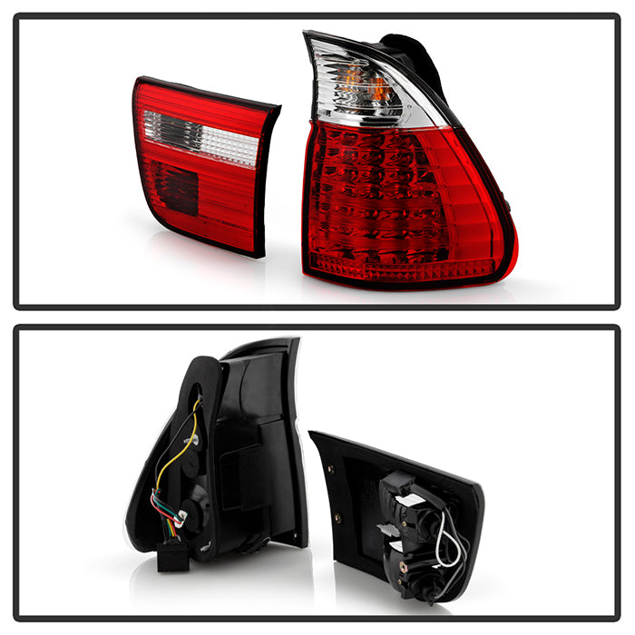 Spyder BMW E53 X5 00-06 4PCS LED Tail Lights Red Clear ALT-YD-BE5300-LED-RC 5000804