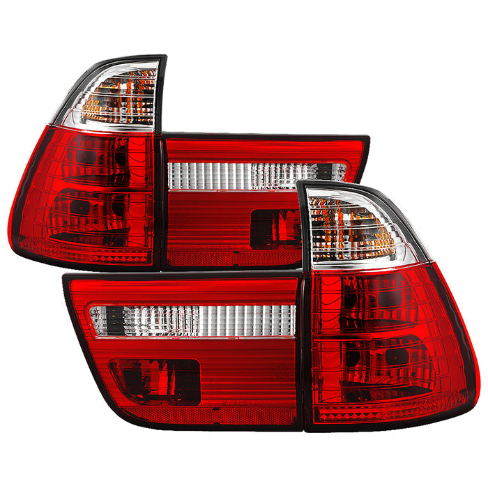 Spyder BMW E53 X5 00-06 4PCS Euro Style Tail Lights- Red Clear ALT-YD-BE5300-RC 5000835