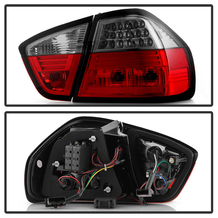 Spyder BMW E90 3-Series 06-08 4Dr LED Tail Lights Red Smoke ALT-YD-BE9006-LED-RS 5000910