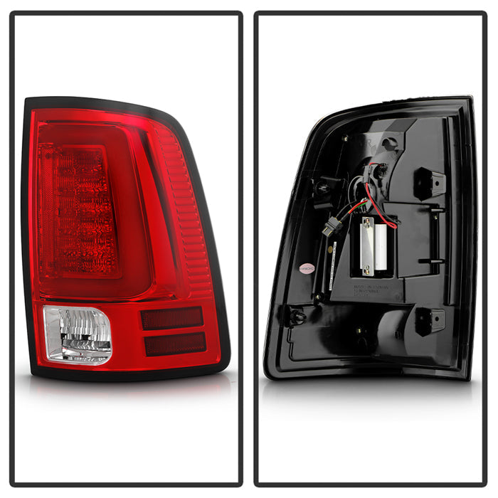 Spyder 09-16 Dodge Ram 1500 Light Bar LED Tail Lights - Red Clear ALT-YD-DRAM09V2-LED-RC 5084040