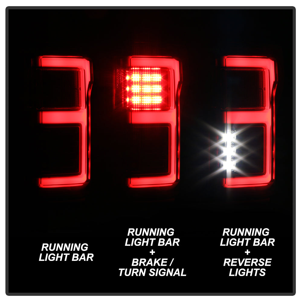 Spyder 15-18 Ford F-150 Light Bar LED Tail Lights (w/Blind Spot) - Black (ALT-YD-FF15015BS-LBLED-BK) 5085313
