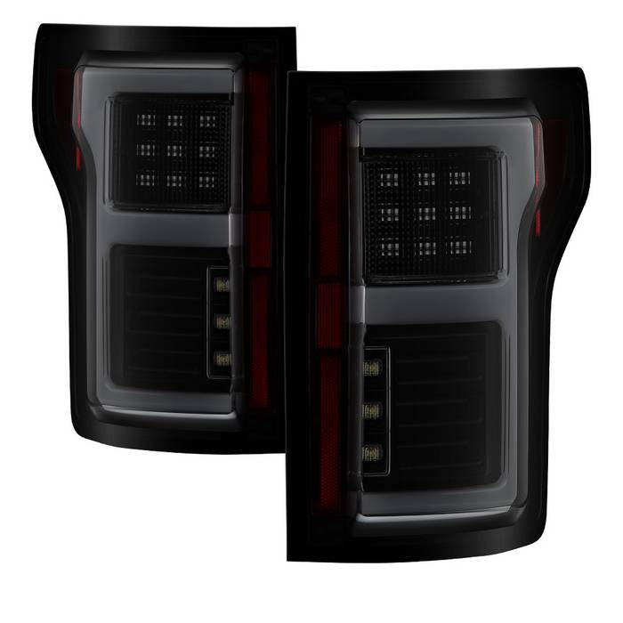 Spyder 15-18 Ford F-150 LED Tail Lights (w/Blind Spot) - Black Smoke (ALT-YD-FF15015BS-LBLED-BSM) 5085337