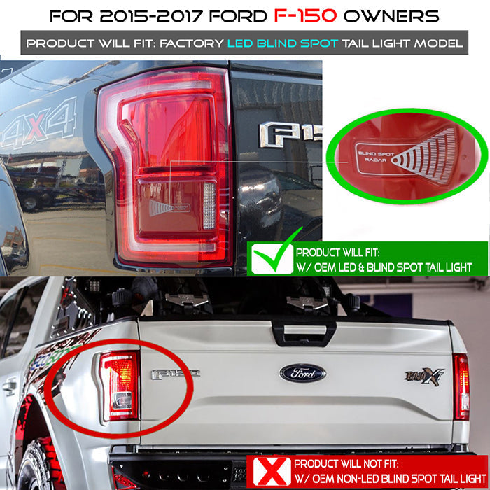 Spyder 15-18 Ford F-150 LED Tail Lights (w/Blind Spot) - Red Clear (ALT-YD-FF15015BS-LBLED-RC) 5085320