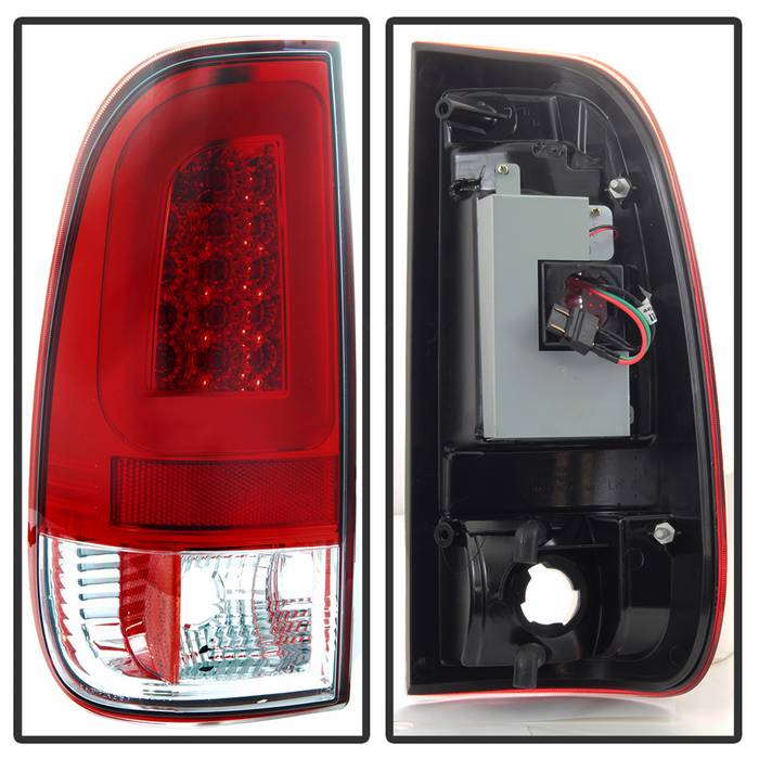 Spyder 97-03 Ford F150 Stylsd. F250 V3 Light Bar LED Tail Lights - Red/Clr ALT-YD-FF15097V3-LBLED-RC 5084453
