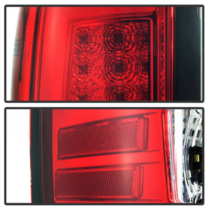 Spyder 07-13 GMC Sierra 1500 V2 Light Bar LED Tail Lights - Red Clear (ALT-YD-GS07V2-LBLED-RC) 5084767