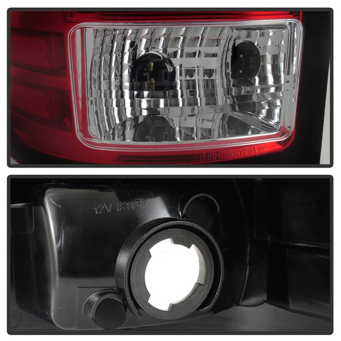 Spyder 07-13 GMC Sierra 1500 V2 Light Bar LED Tail Lights - Red Clear (ALT-YD-GS07V2-LBLED-RC) 5084767