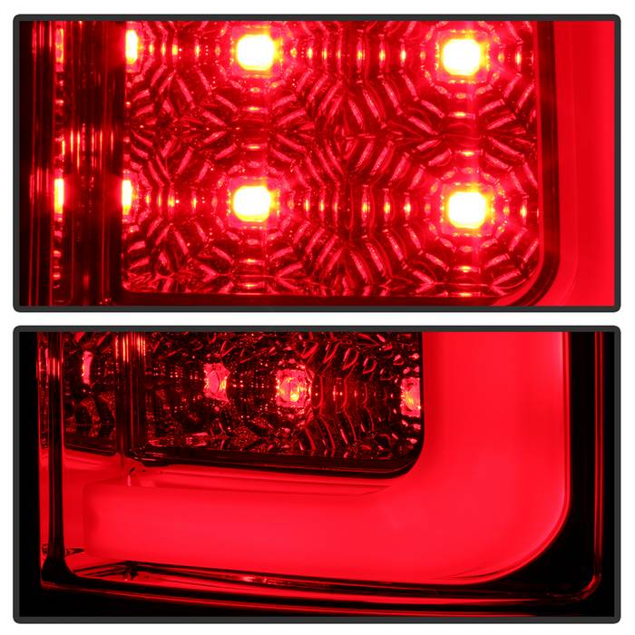 Spyder 07-13 GMC Sierra 1500 V2 Light Bar LED Tail Lights - Red Clear (ALT-YD-GS07V2-LBLED-RC) 5084767