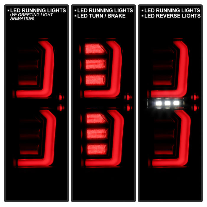 SPYDER 19-20 GMC Sierra 1500 (w/o Factory LED) LED Tail Lights - Black Smoke (ALT-YD-GS19-GRLED-BSM) 5089458