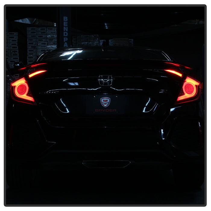 Spyder 16-19 Honda Civic 4 Door Light Bar LED Tail Lights - Black - ALT-YD-HC164D-LB-BK 5086051