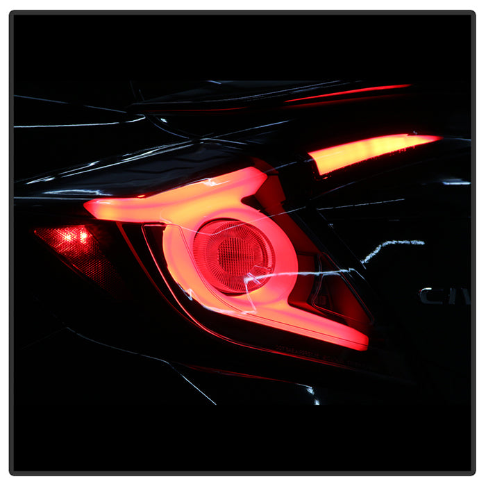 Spyder 16-19 Honda Civic 4 Door Light Bar LED Tail Lights - Black - ALT-YD-HC164D-LB-BK 5086051
