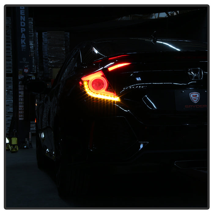 Spyder 16-19 Honda Civic 4 Door Light Bar LED Tail Lights - Black - ALT-YD-HC164D-LB-BK 5086051