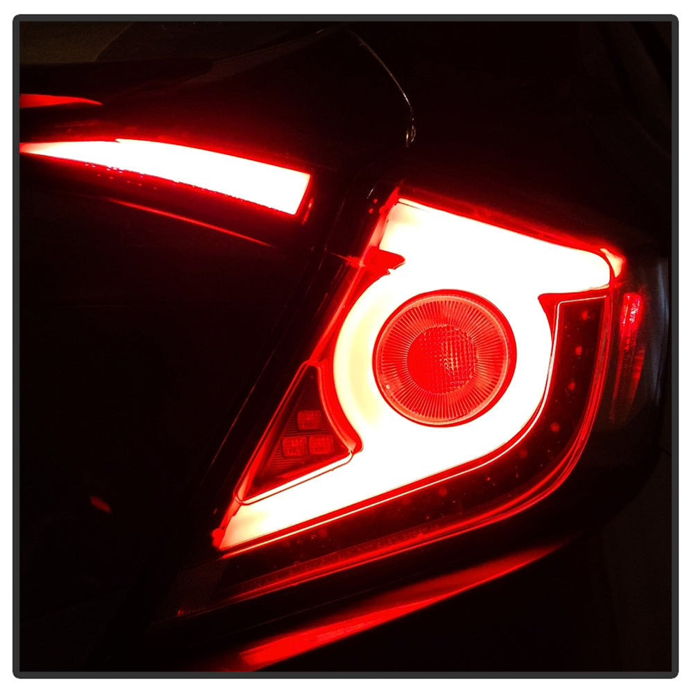 Spyder 16-19 Honda Civic 4 Door Light Bar LED Tail Lights - Black - ALT-YD-HC164D-LB-BK 5086051