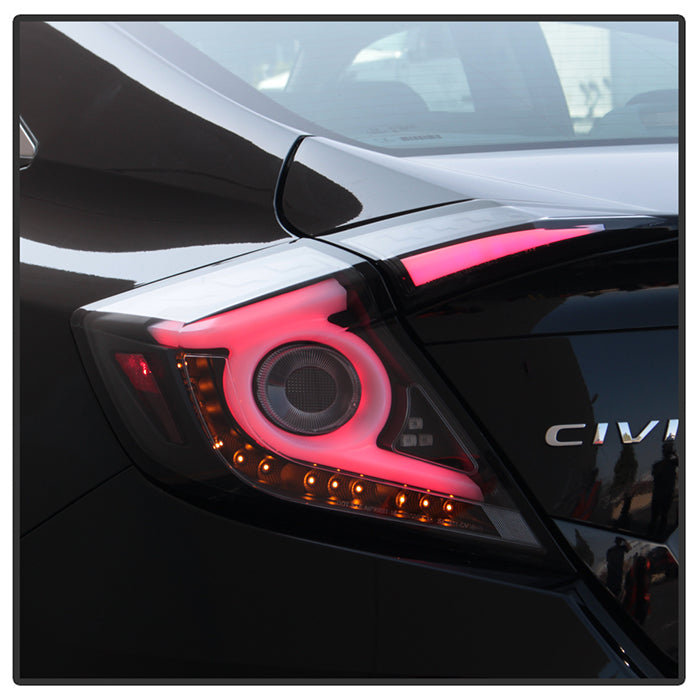 Spyder 16-19 Honda Civic 4 Door Light Bar LED Tail Lights - Black - ALT-YD-HC164D-LB-BK 5086051