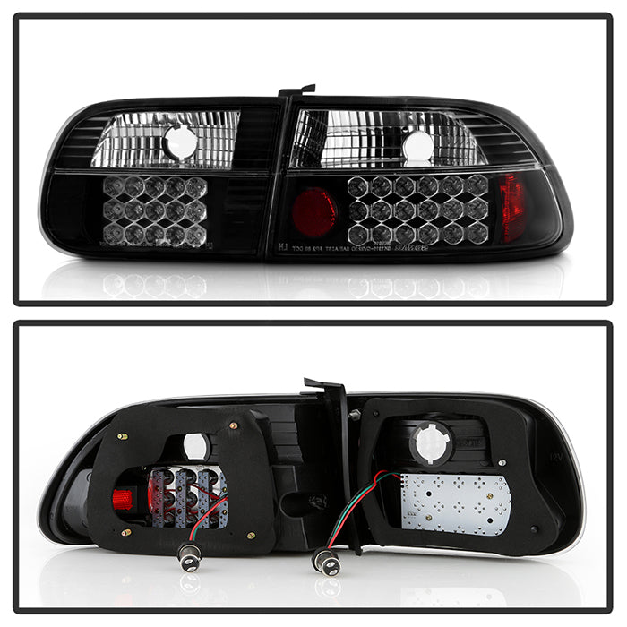 Spyder Honda Civic 92-95 3DR LED Tail Lights Black ALT-YD-HC92-3D-LED-BK 5004727