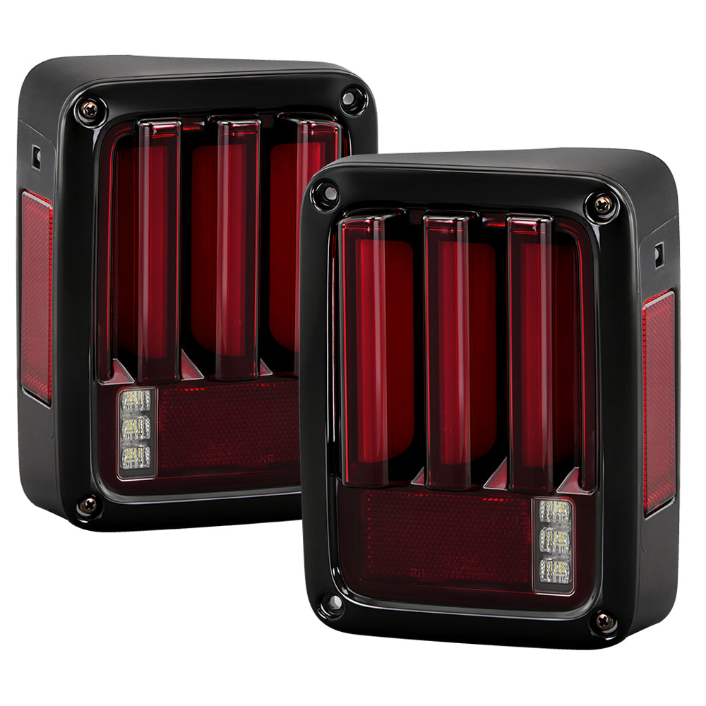 Spyder 07-16 Jeep Wrangler Version 2 Light Bar LED Tail Lights - Red Clear (ALT-YD-JWA07V2-LBLED-RC) 5084798
