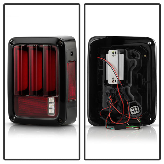 Spyder 07-16 Jeep Wrangler Version 2 Light Bar LED Tail Lights - Red Clear (ALT-YD-JWA07V2-LBLED-RC) 5084798