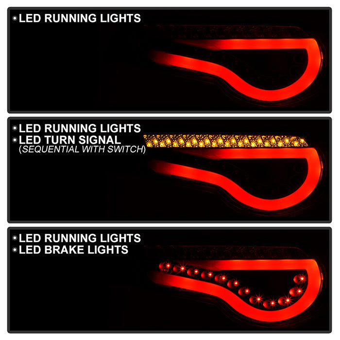 Spyder Scion FRS 12-14/Subaru BRZ 12-14 Light Bar LED Tail Lights Black ALT-YD-SFRS12-LBLED-BK 5072009