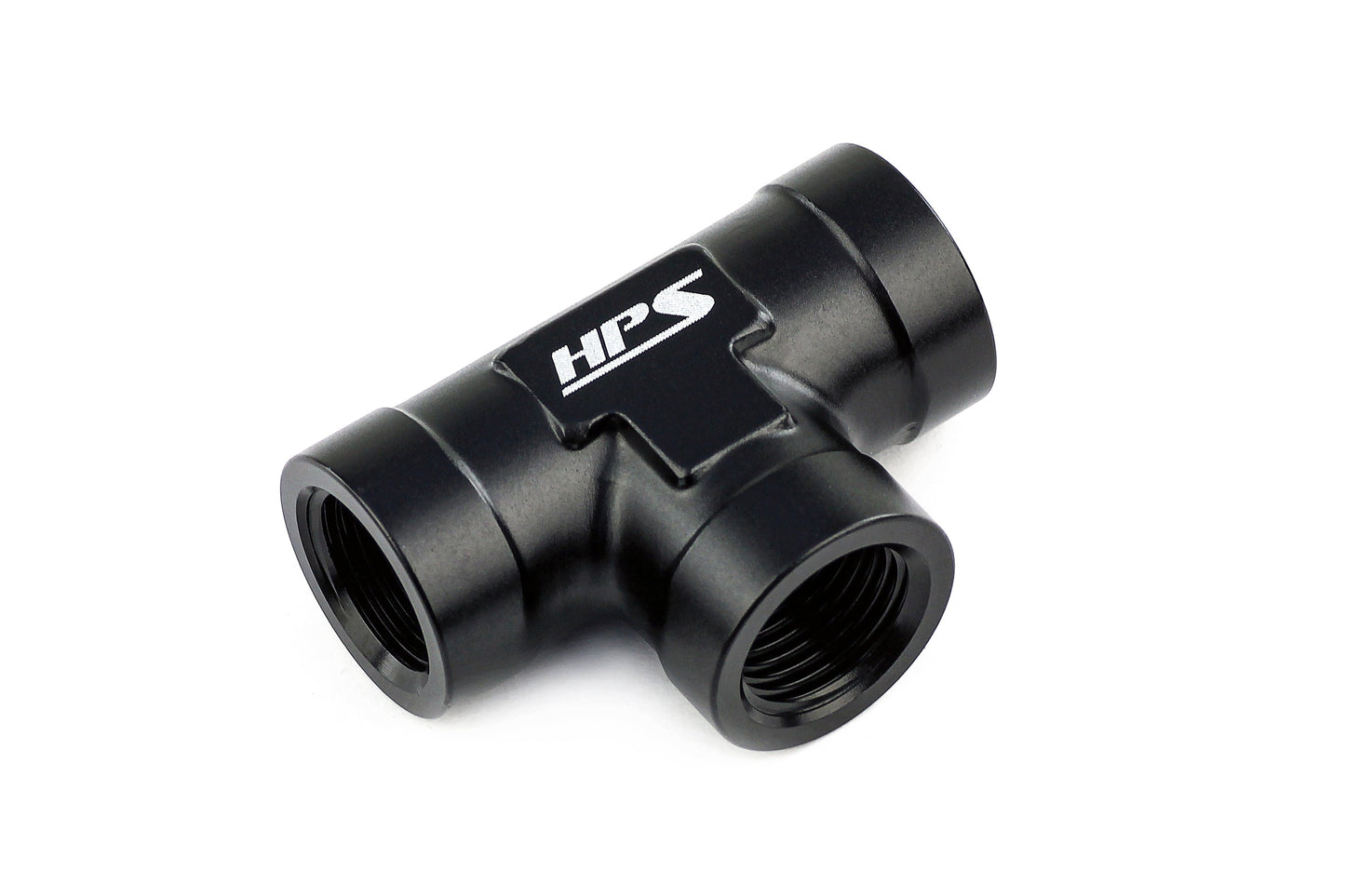 HPS Performance Products NPT Female Tee Coupler Adapter, Aluminum, Black