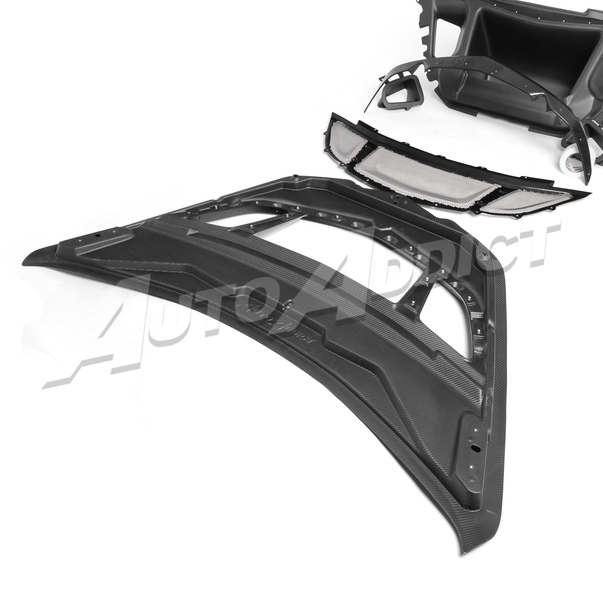 Auto Addict USA C8 ZR1 CNC molded dry carbon fiber hood vent detail