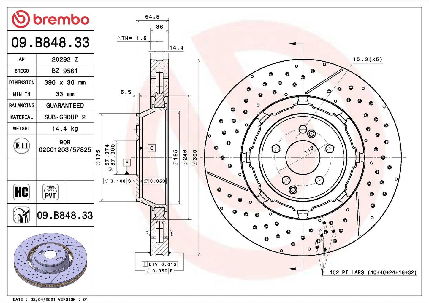 Brembo Disc Brake Rotor 09.B848.33