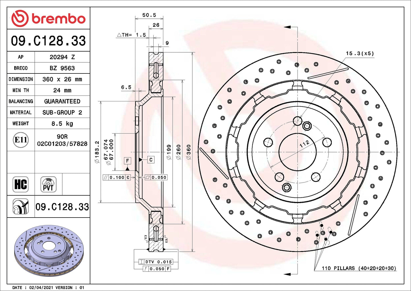 Brembo Disc Brake Rotor 09.C128.33