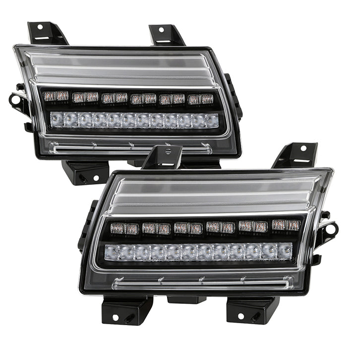 Spyder Jeep Wrangler 2018-2019 (Halogen Model Only) LED Front Bumper Lights - Seq. Signal - Black 5086785