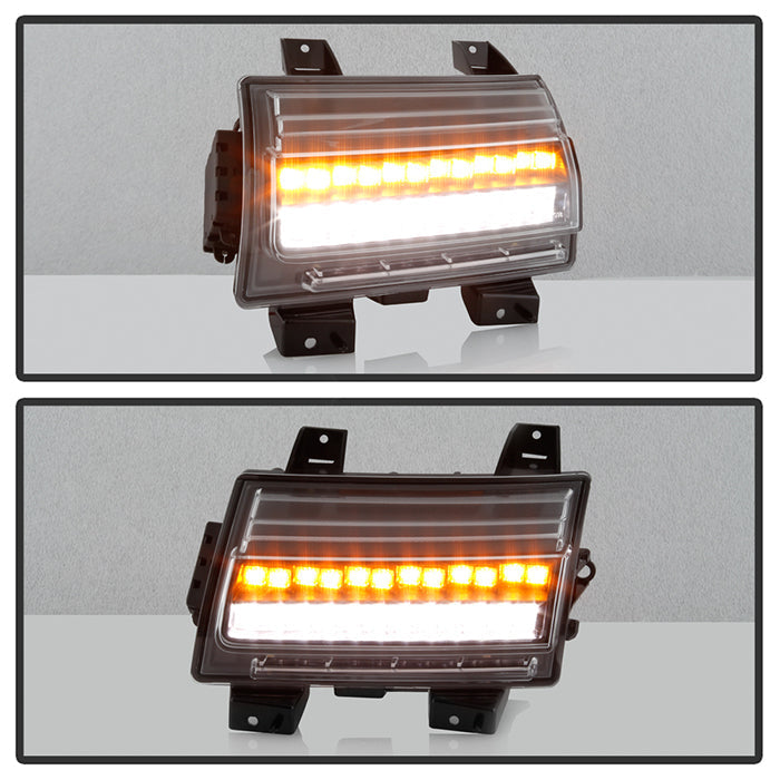 Spyder Jeep Wrangler 2018-2019 (Halogen Model Only) LED Front Bumper Lights - Seq. Signal - Black 5086785