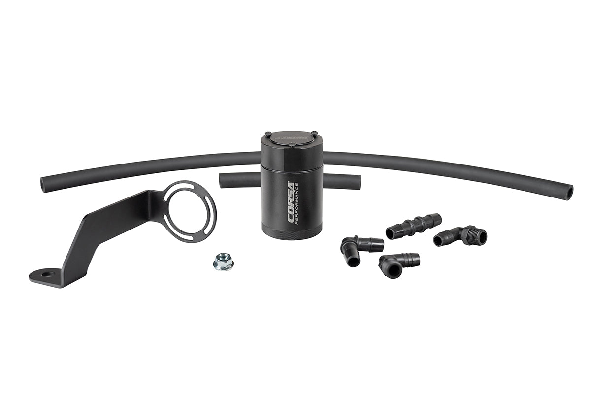 Corsa Aluminum Oil Catch Can w/ Bracket | 2011-24 Challenger, Charger 6.4L | 2012-21 Grand Cherokee, 2018-24 Durango 6.4L (CC0013)