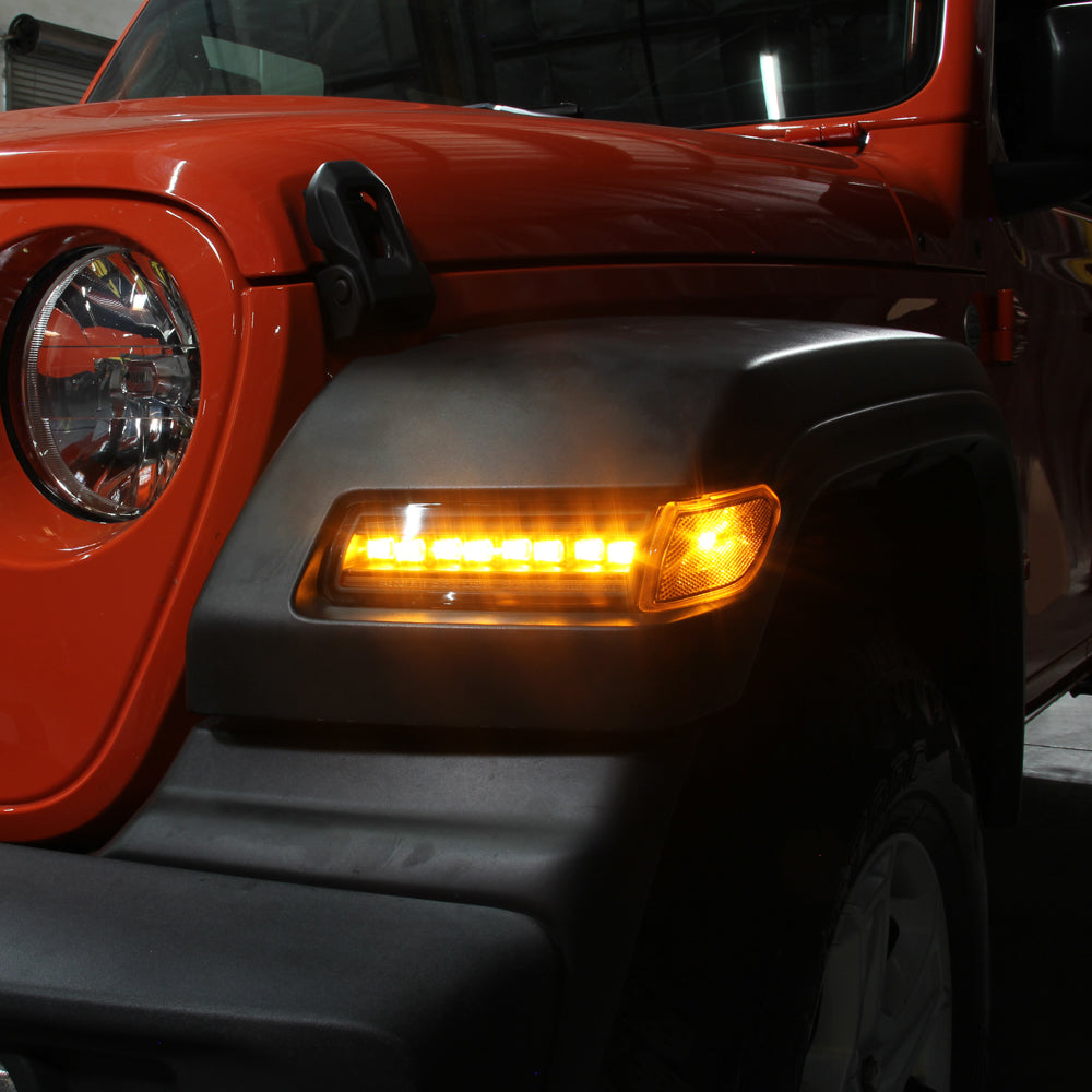SPYDER 18-20 Jeep Wrangler Front Fender LED Lights - Black (CCL-YD-JW18-SEQ-BK) 5088543