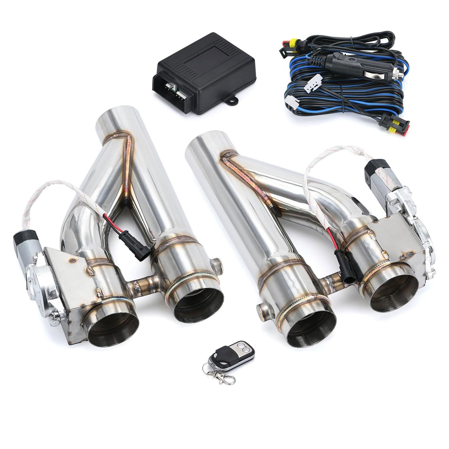 Universal 3 Inch Dual Stainless Steel Exhaust Valve Pipe Kit 2PC