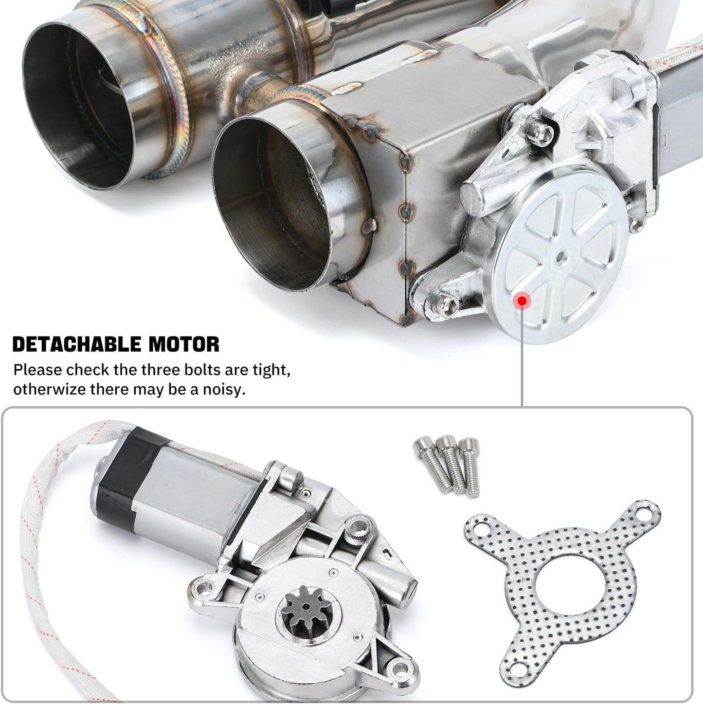 Universal 3 Inch Dual Stainless Steel Exhaust Valve Pipe Kit 2PC