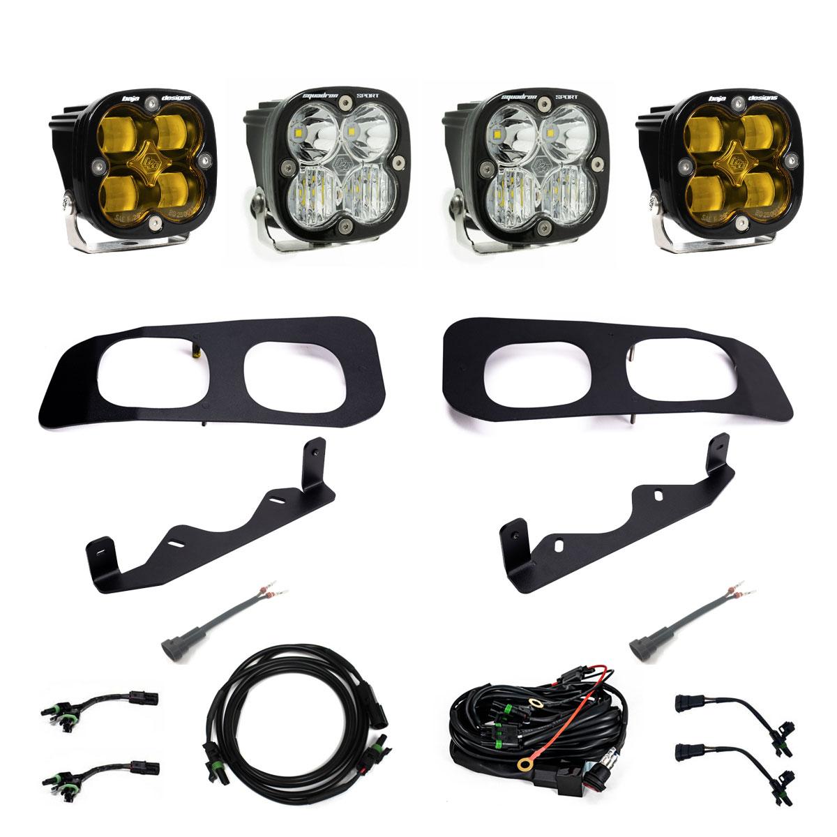 Baja Designs 2023+ Ford F250/F350 Super Duty Squadron SAE/Sport Fog Pocket Kit - Amber Toggle 448226