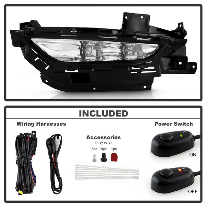 Spyder Chrysler 200 2015-2016 OEM Style Full LED Fog Lights W/Universal Switch- Clear 5086945