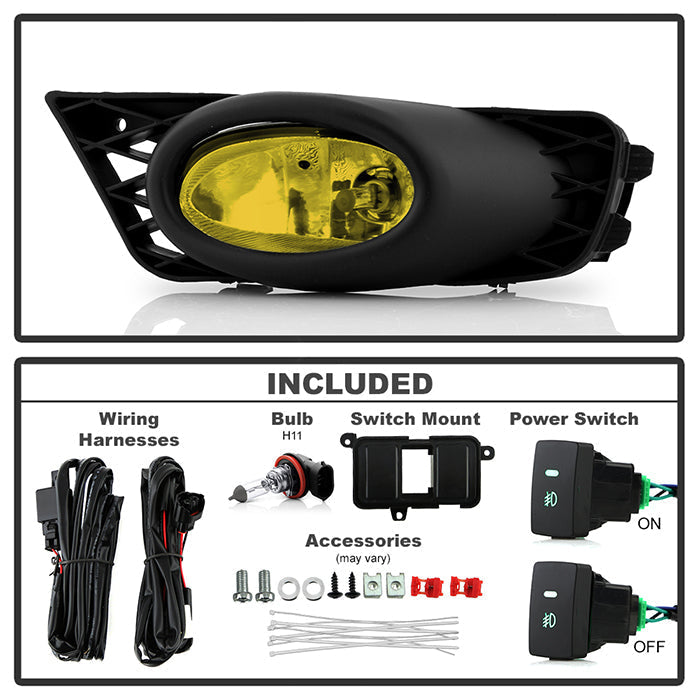 Spyder Honda Civic 09-11 4Dr OEM Fog Lights W/Switch- Yellow FL-CL-HC09-4D-Y 5020703