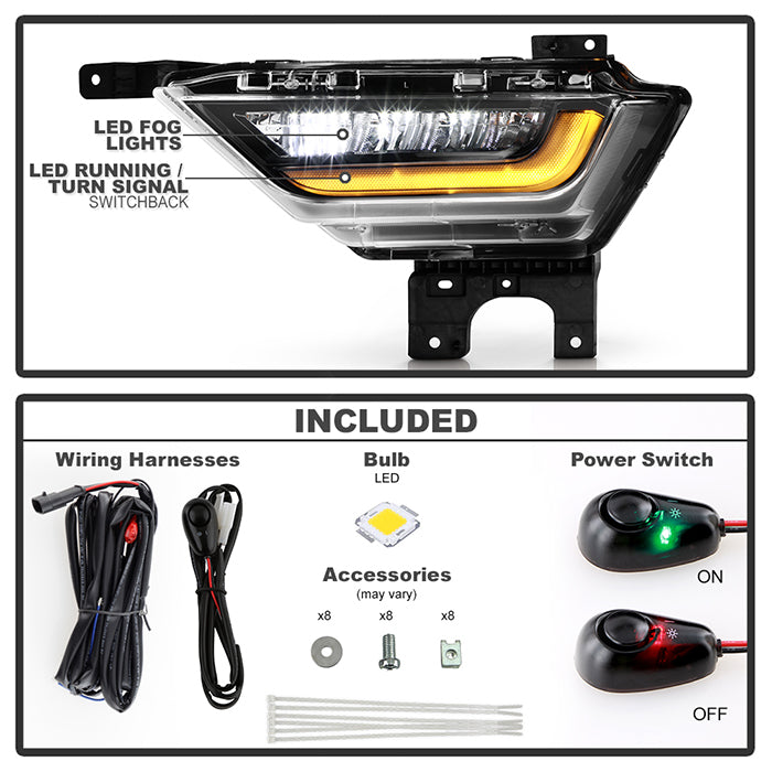 SPYDER 21-23 Ford F150 w/ Turn Signal OEM Style Full LED Fog Lights w/ Switch FL-FF1502021-LED-T-C 9052262