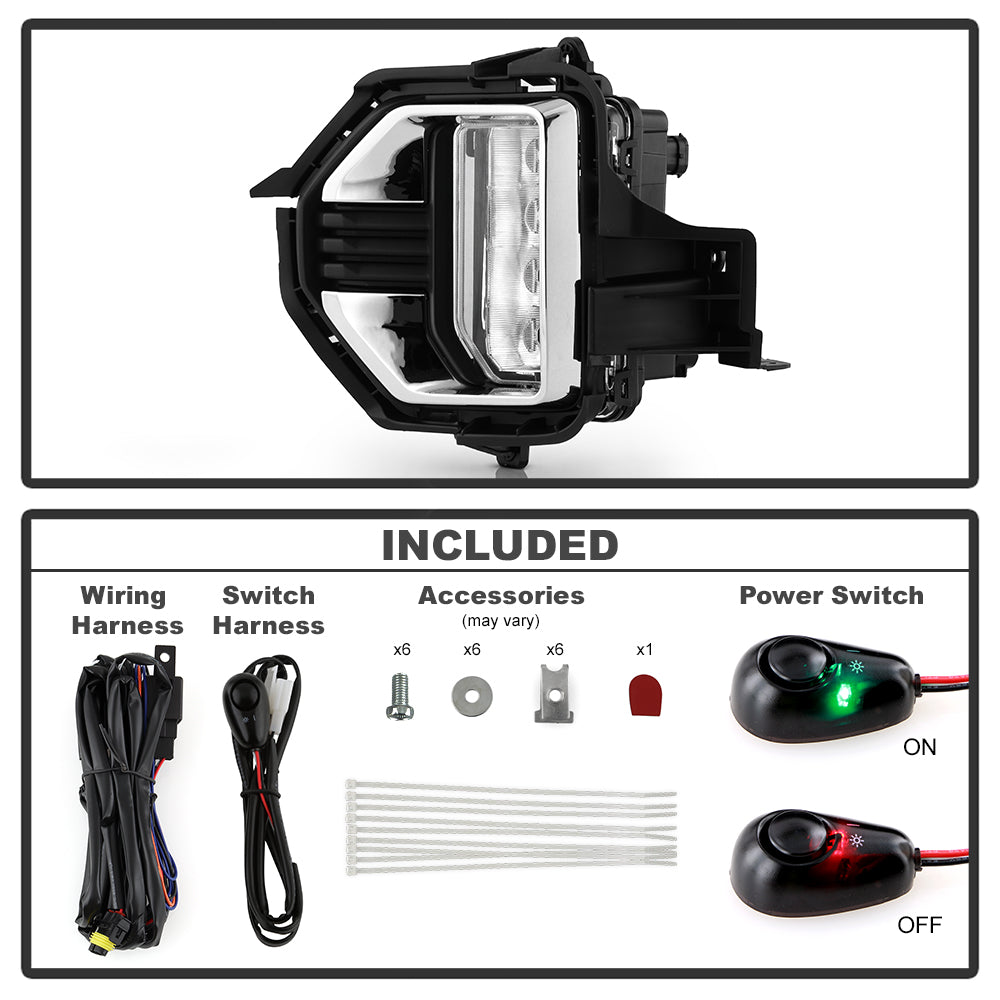 SPYDER 21-22 GMC Canyon OEM LED Fog Lights w/Switch - Clear (FL-GCAN21-LED-C) 9054143