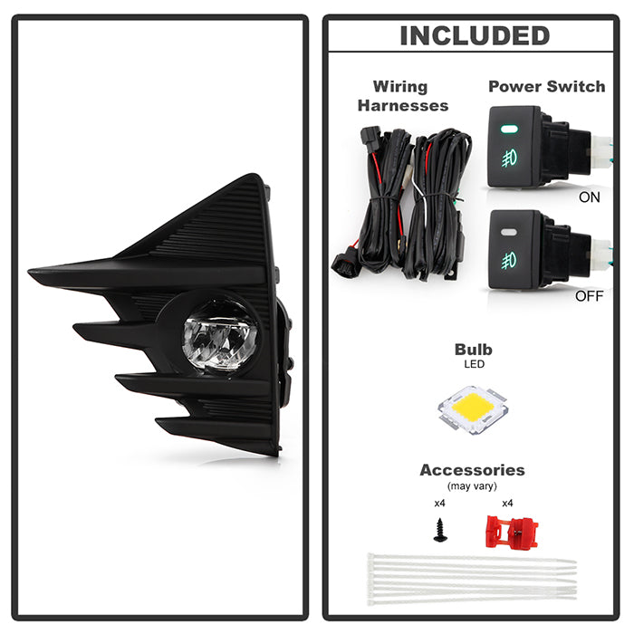 Spyder Toyota Prius C 2019 OEM Style LED Fog Lights w/OEM Fit Switch - Clear 5086365