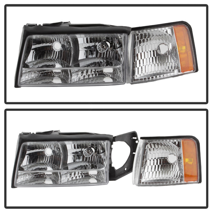 SPYDER xTune 97-99 Cadillac Deville 4pc OEM Style Headlights w/Corner Light - Chrome (HD-JH-CADDEV97-SET-C) 9039003