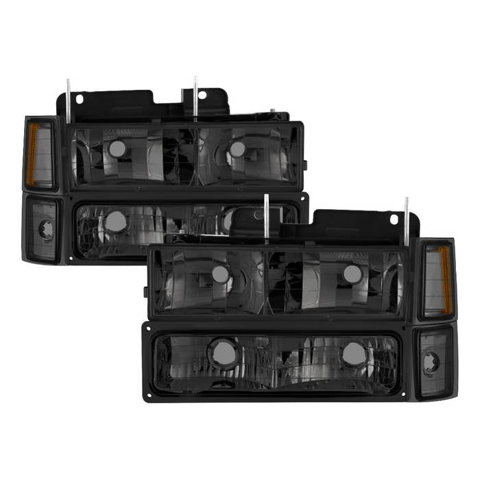 SPYDER Xtune Chevy Suburban 94-98 Headlights w/ Corner & Parking Lights 8pcs Smoked HD-JH-CCK88-AM-SM-SET 5072238