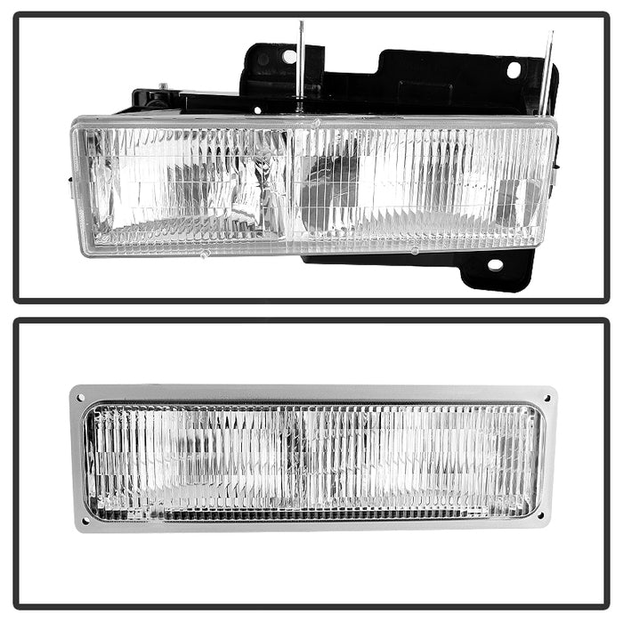 SPYDER Xtune Chevy Suburban 94-98 Headlights w/ Corner & Parking Lights 8pcs - OEM HD-JH-CCK94-OE-C-SET 9034428