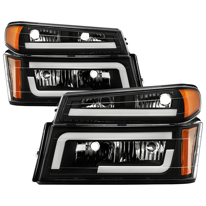 SPYDER xTune 04-12 Chevy Colorado Light Bar Headlights w/Bumper Lights - Black (HD-JH-CCOL04-LB-BK) 9050626