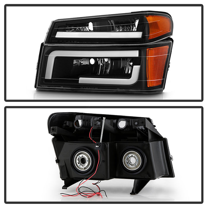 SPYDER xTune 04-12 Chevy Colorado Light Bar Headlights w/Bumper Lights - Black (HD-JH-CCOL04-LB-BK) 9050626