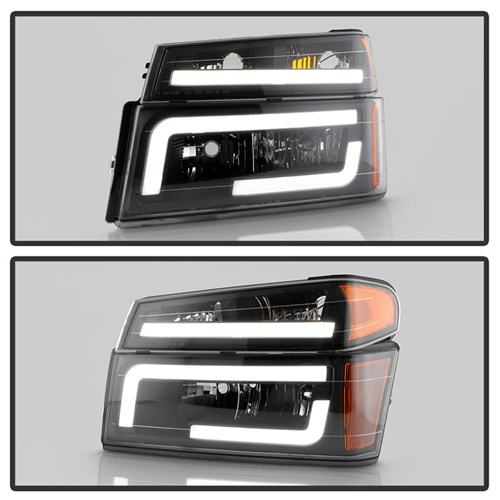 SPYDER xTune 04-12 Chevy Colorado Light Bar Headlights w/Bumper Lights - Black (HD-JH-CCOL04-LB-BK) 9050626