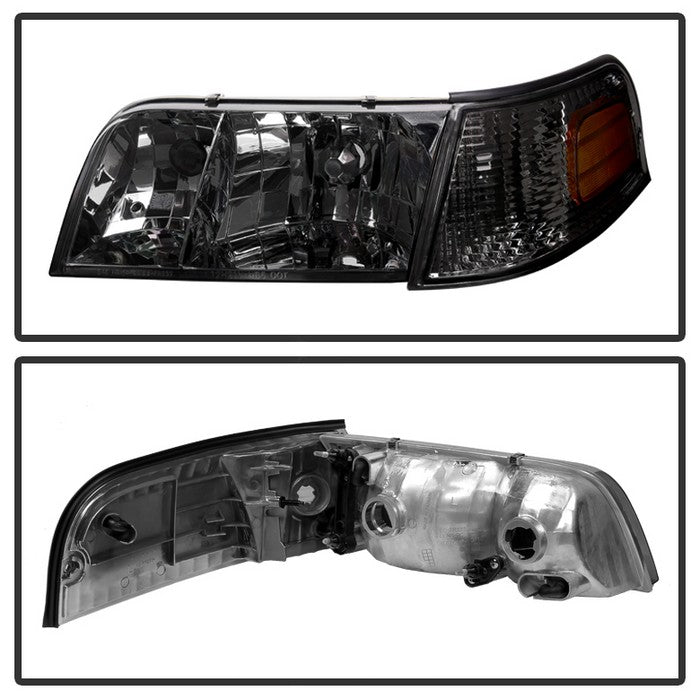 SPYDER Xtune Crown Victoria 98-11 Crystal Headlights w/ Corner Lights Set Smoked HD-JH-CRVI98-SET-SM 9031045