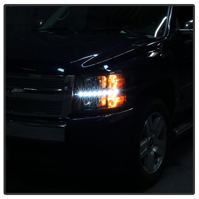 SPYDER Xtune Chevy Silverado 07-13 Crystal Headlights w/ LED Black HD-JH-CS07-LED-BK 9032967